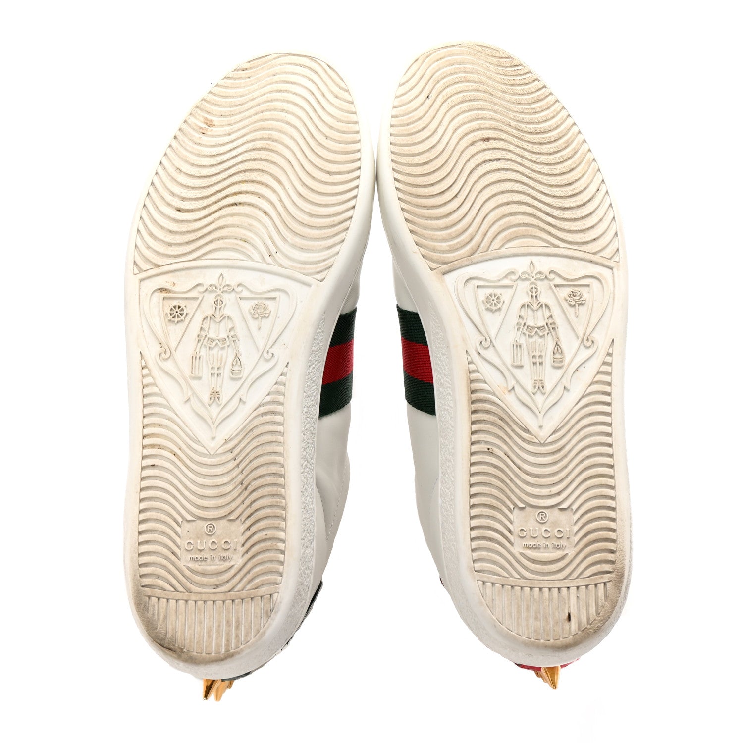 Gucci Calfskin Web Pearl Studded Womens Ace Sneakers 38.5 White 6 of 10