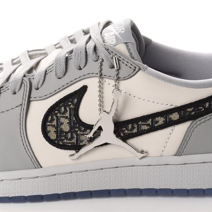 Christian Dior X NIKE AIR JORDAN Calfskin Mens Oblique Low Sneakers 44.5 Beige White 14 of 18