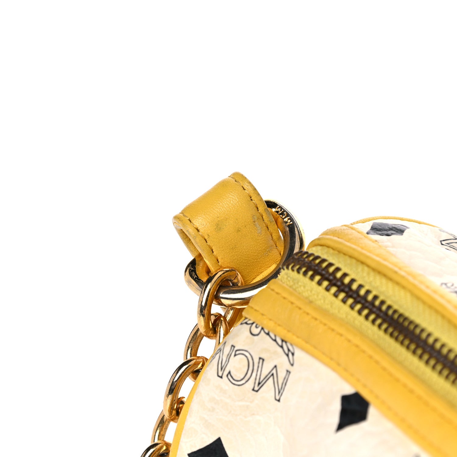 MCM Visetos Barrel Bag White Yellow 20 of 23