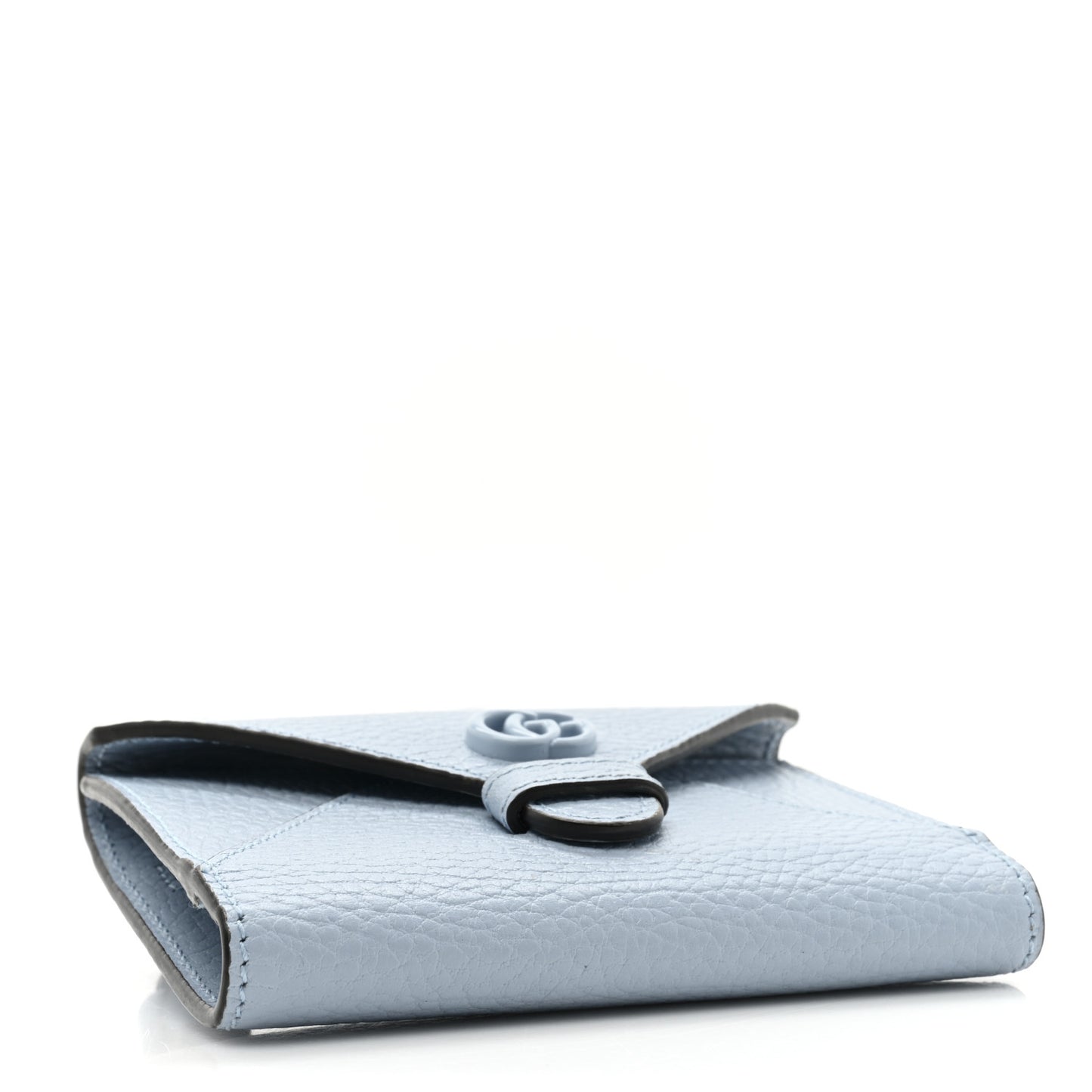 Dollar Calfskin Enamel Monochrome GG Marmont Envelope Strap Wallet Porcelain Light Blue