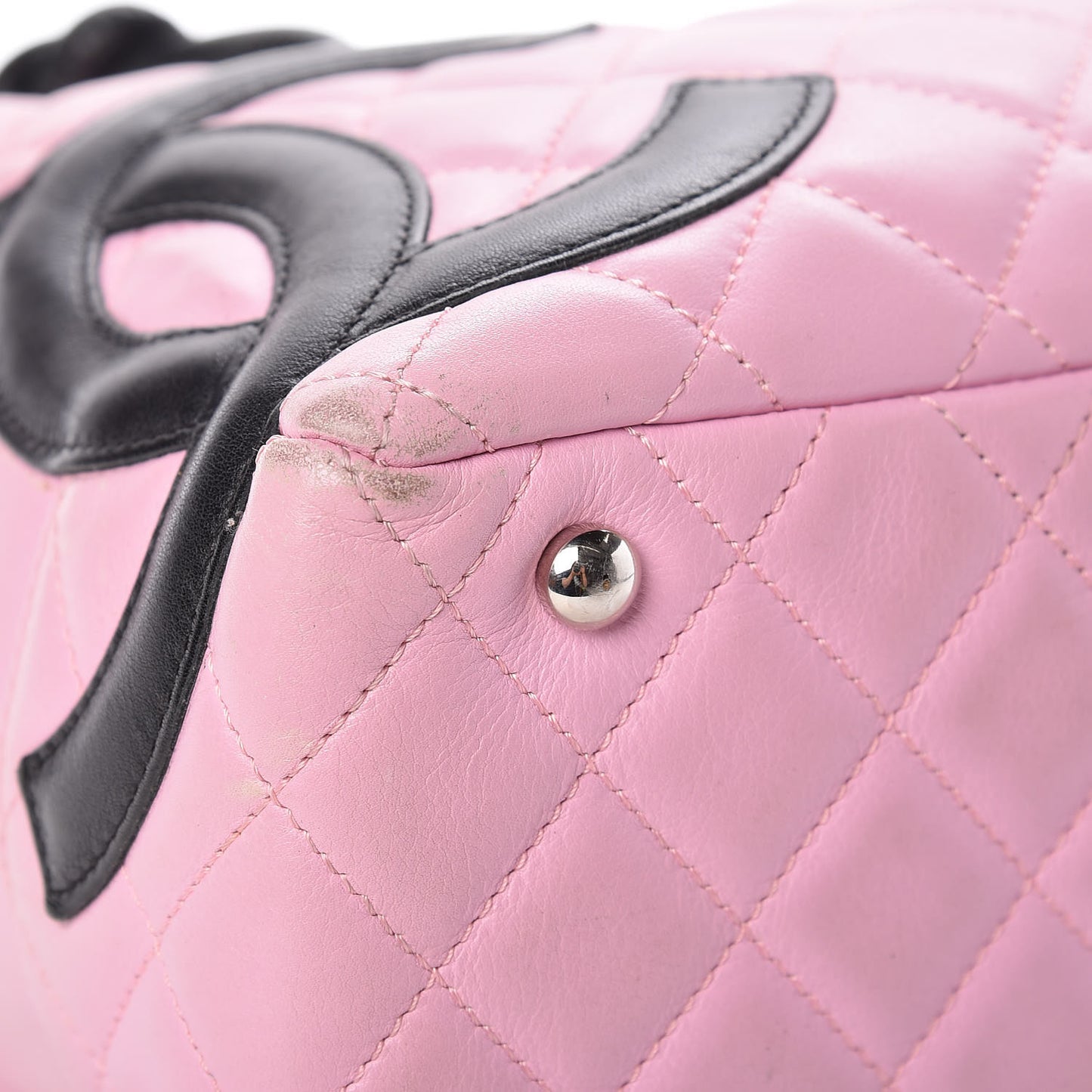 Calfskin Quilted Large Cambon Bowler Pink