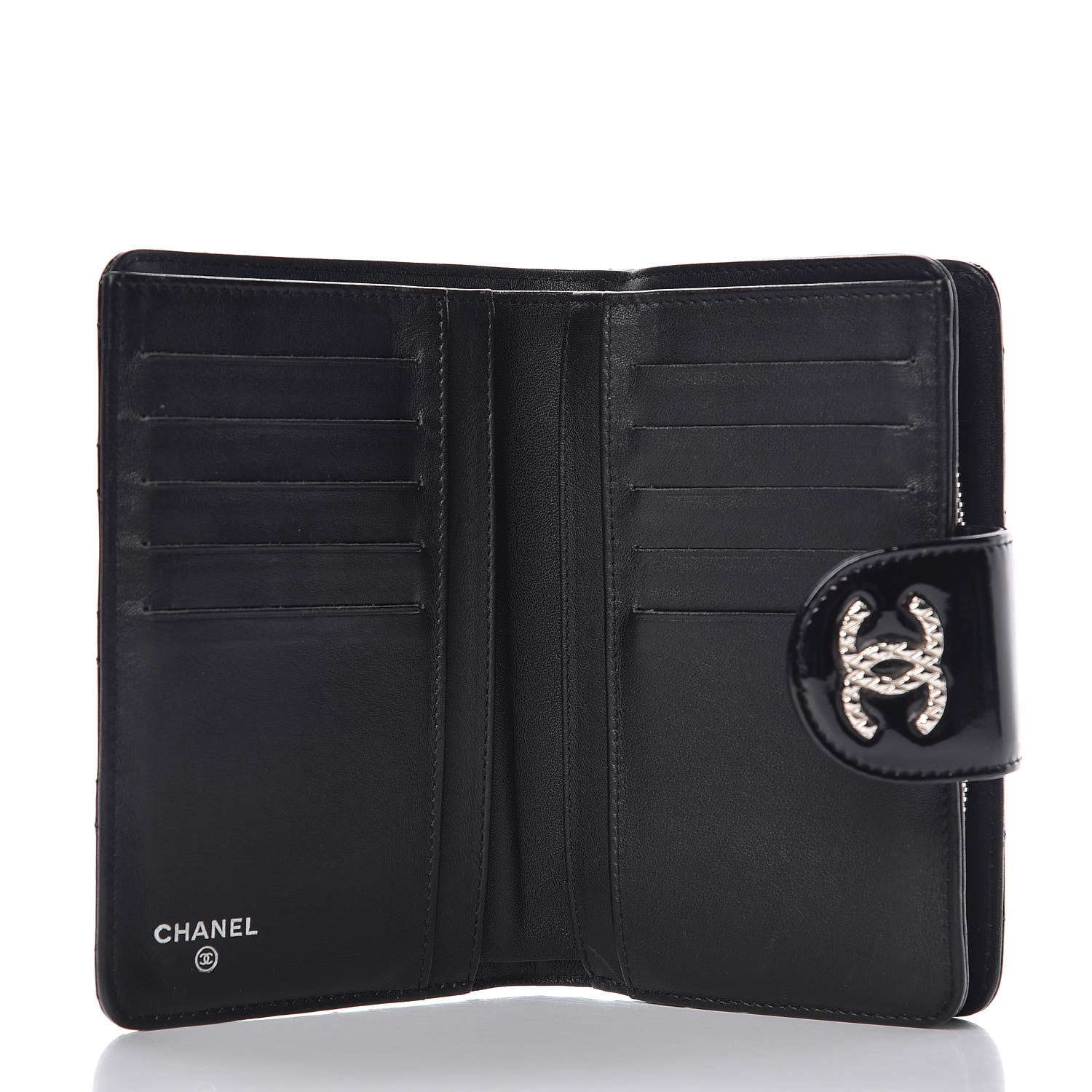 Chanel Patent Quilted Brilliant Zipped Pocket Wallet Black 5 of 11