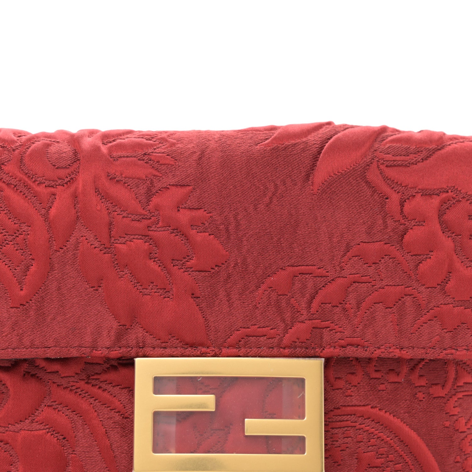 Fendi Fabric Floral Embroidered Hip Belt Baguette Bag Rosso 8 of 10