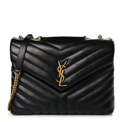 Saint Laurent Calfskin Y Quilted Monogram Medium Loulou Chain Satchel Black 1 of 10
