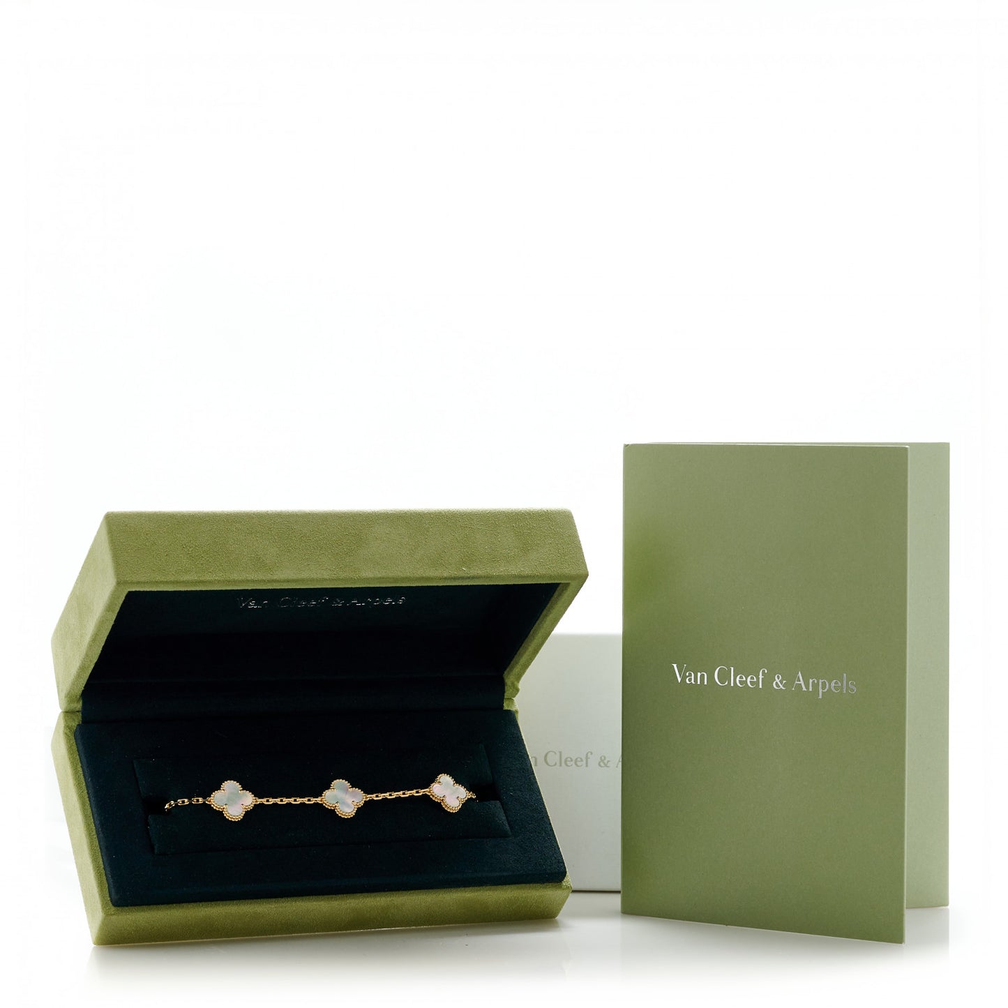 18K Yellow Gold Mother of Pearl 5 Motifs Vintage Alhambra Bracelet