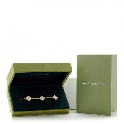 Van Cleef & Arpels 18K Yellow Gold Mother of Pearl 5 Motifs Vintage Alhambra Bracelet 7 of 7