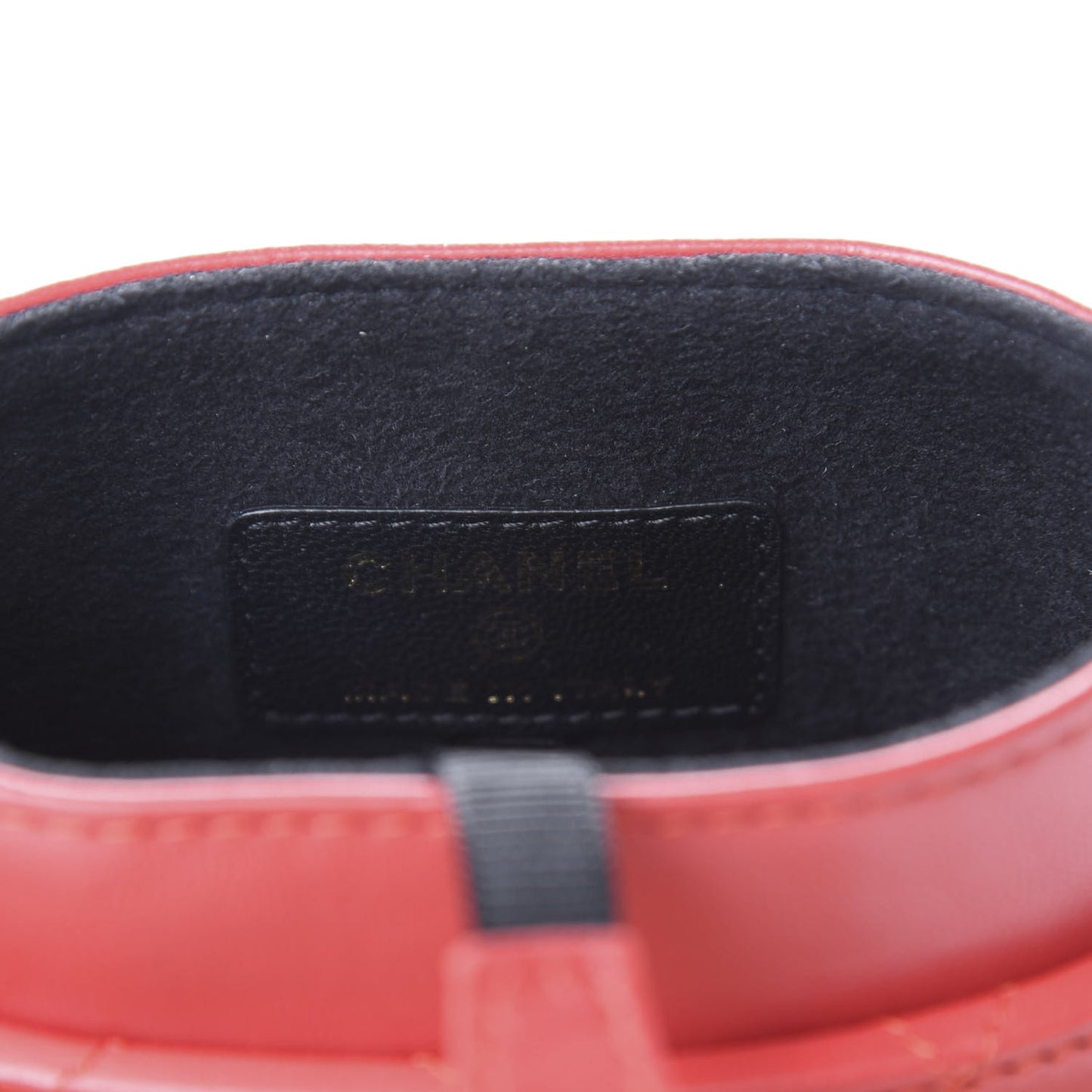 Lambskin Quilted Chain Around Phone Holder Red