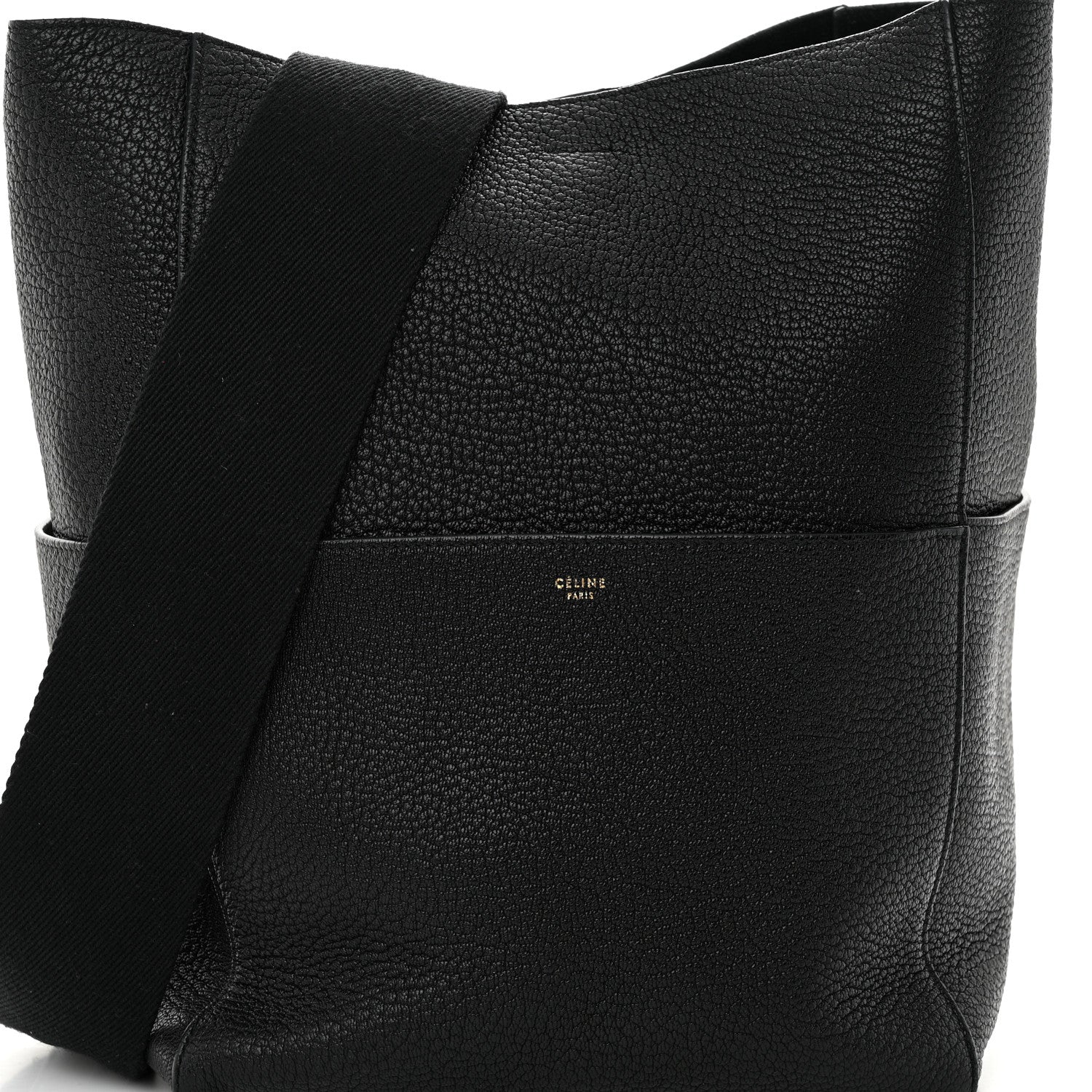 Celine Soft Grained Calfskin Sangle Bucket Bag Black 7 of 12