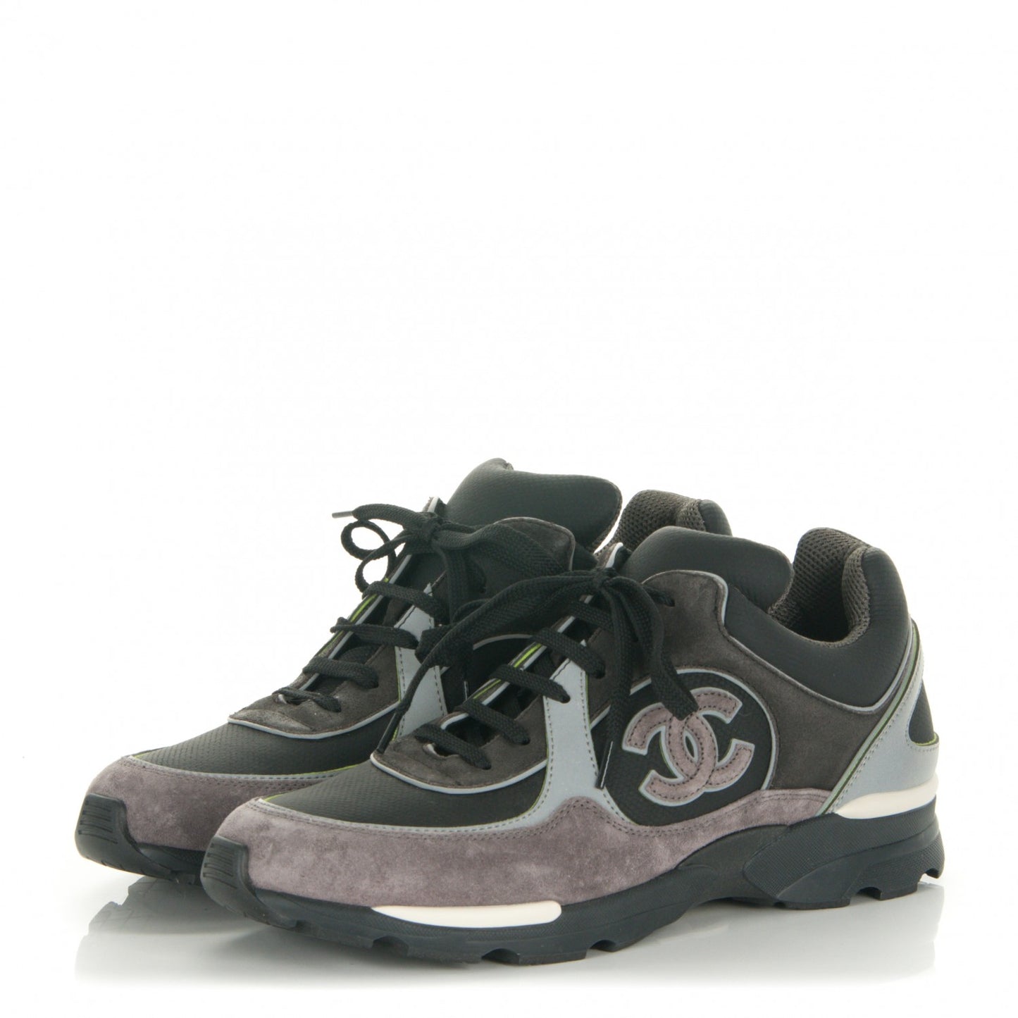 Suede Calfskin CC Sneakers 40 Black Gray