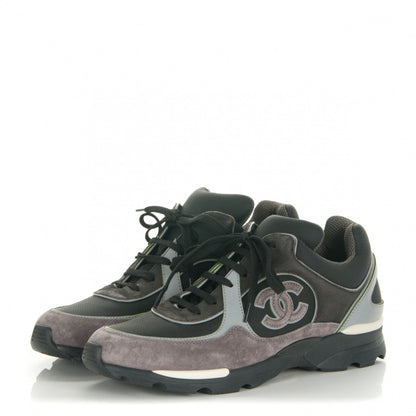 Chanel Suede Calfskin CC Sneakers 40 Black Gray 3 of 7