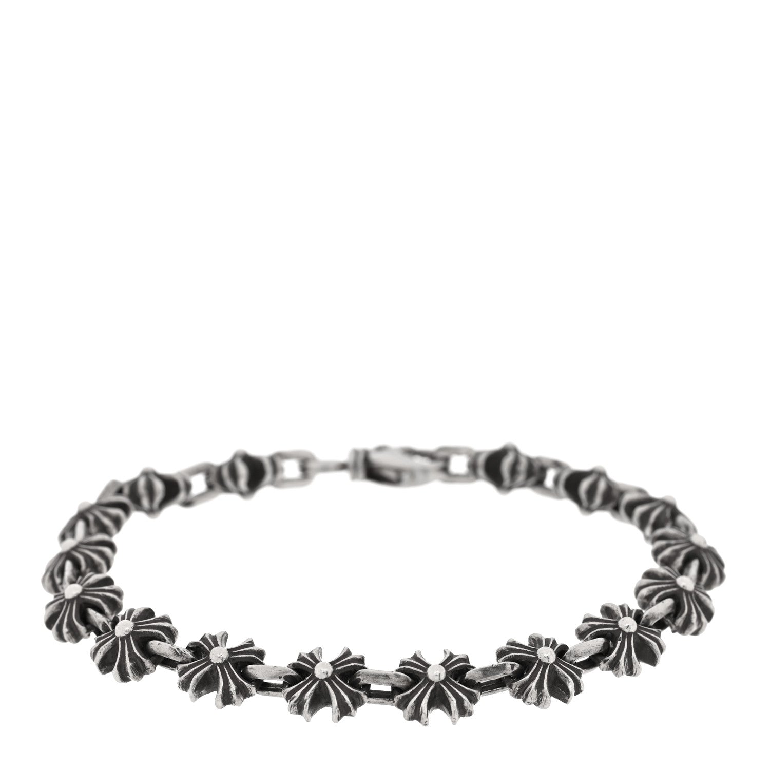 Chrome Hearts Sterling Silver Maltese Cross Link Bracelet 1704522