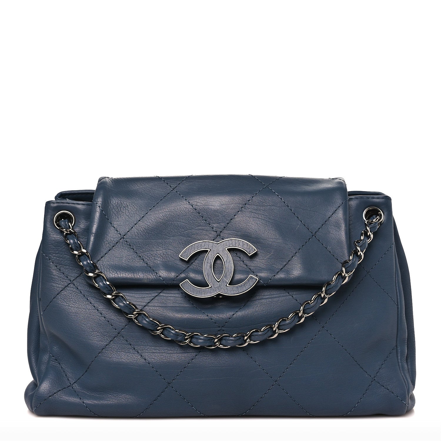 Chanel Washed Calfskin Quilted Hamptons Flap Bag Blue 1 of 12