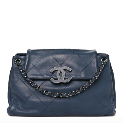 Chanel Washed Calfskin Quilted Hamptons Flap Bag Blue 1 of 12