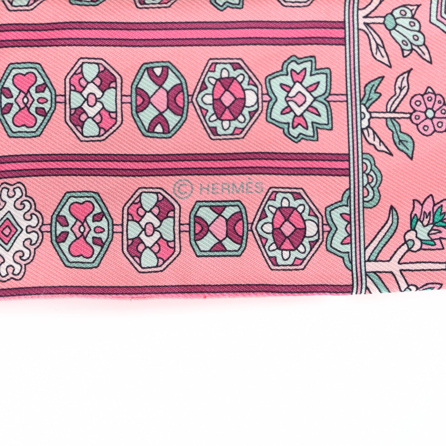 Silk Tapis Persans Twilly Rose Vert De Eau Creme