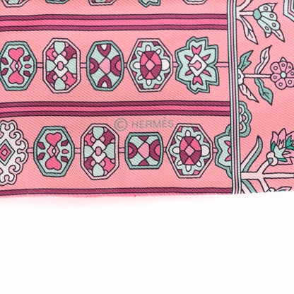Hermes Silk Tapis Persans Twilly Rose Vert De Eau Creme 4 of 4