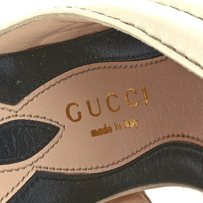 Gucci Malaga Kid Kingsnake Webby Crossover High Heel Slide Sandals 37.5 Mystic White 7 of 8
