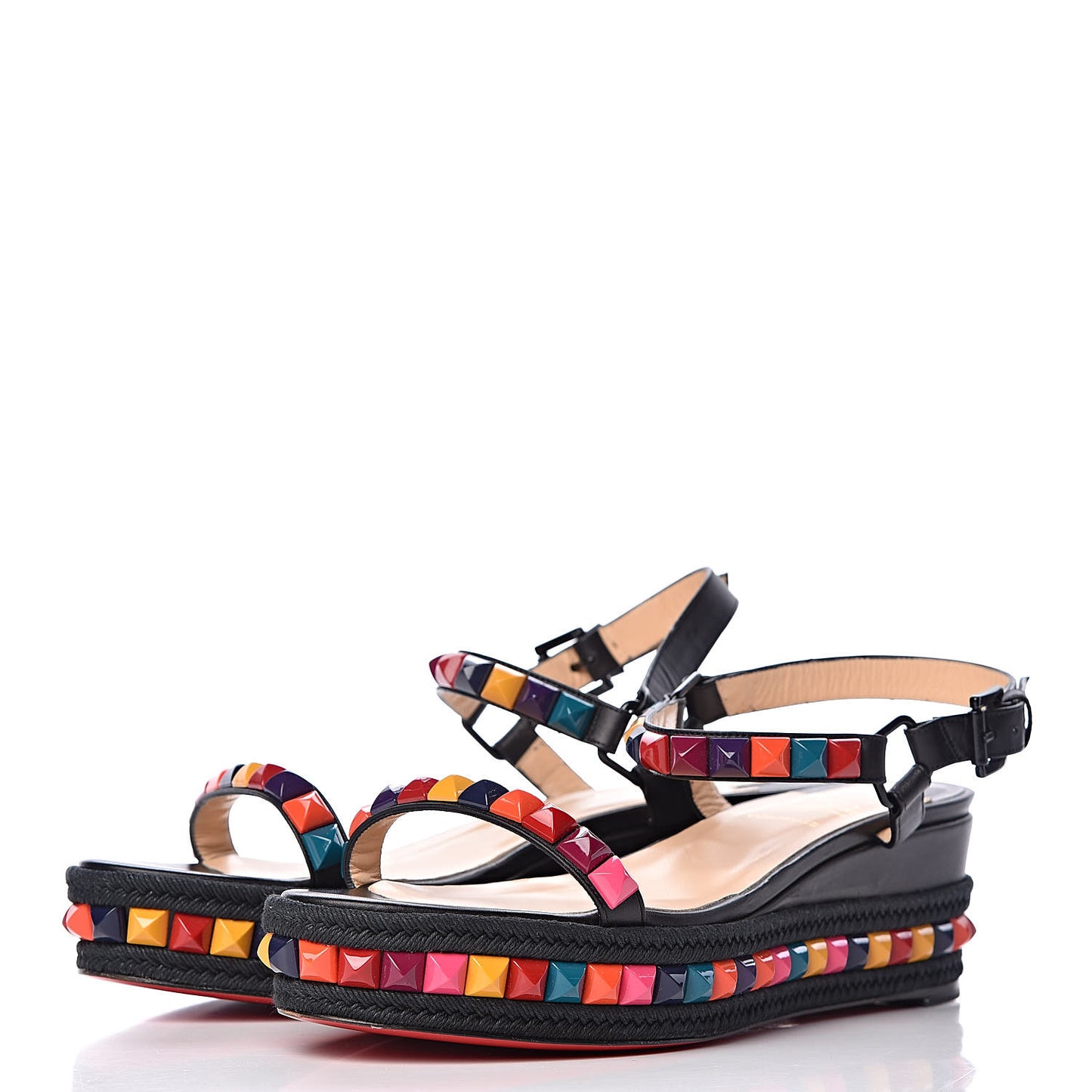 Calfskin Rope Cataclou 60 Platform Sandals 41 Black Multi