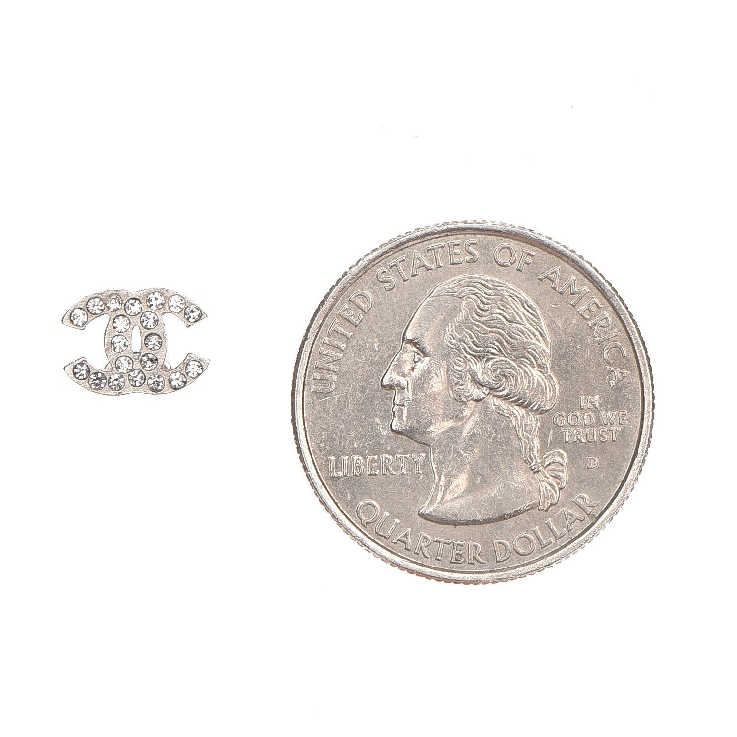 Chanel Crystal Mini Timeless CC Earrings Silver 2 of 4