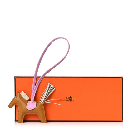 Hermes Milo Lambskin Grigri Rodeo Horse Bag Charm PM Sesame Mauve Sylvestre Craie 4 of 4