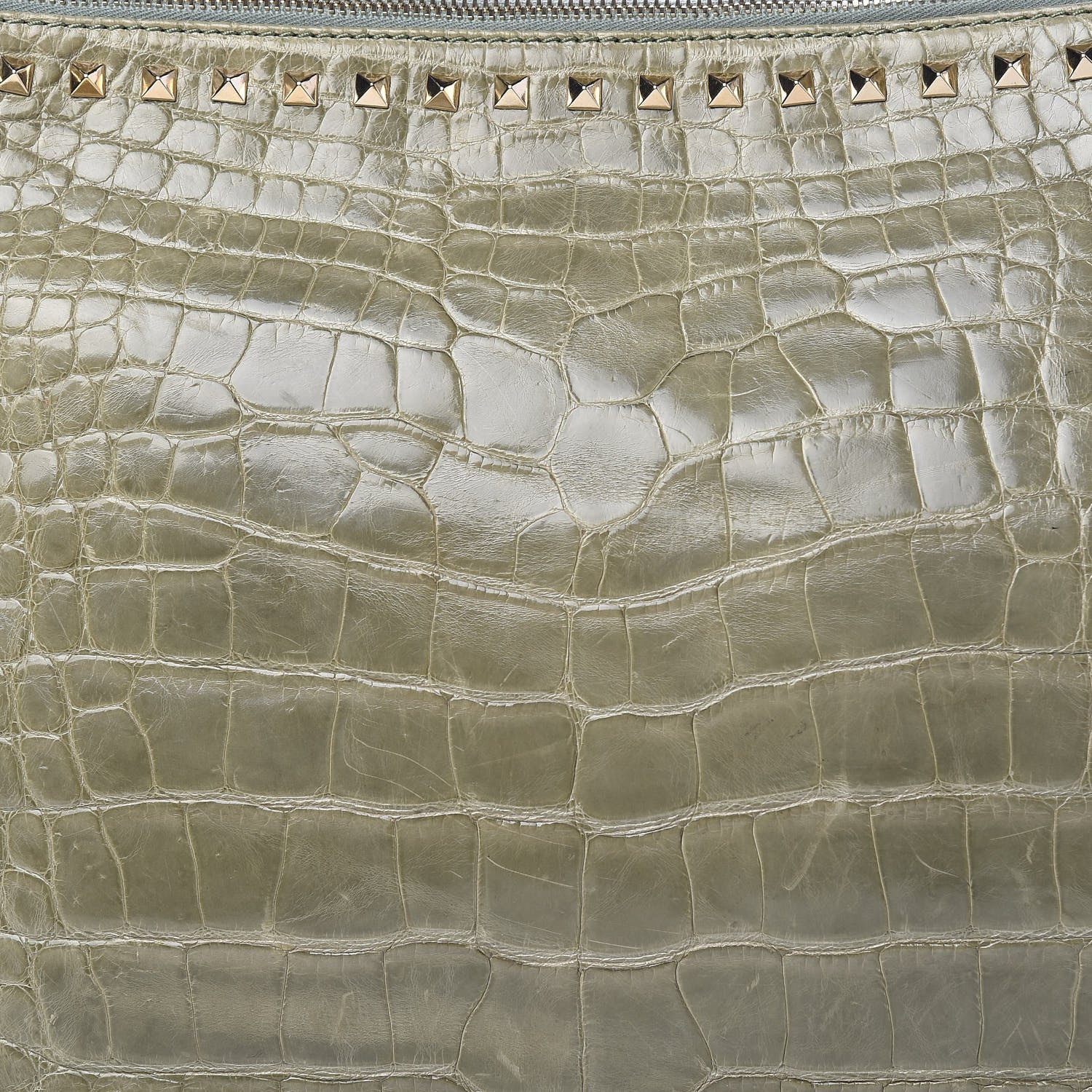 Valentino Garavani Alligator Oversized Rockstud Zip Wristlet Pouch Green 13 of 13