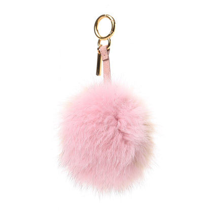 Fendi Fox Fur Vitello Elite Bi-Color Pom Pom Bag Charm Rosa Cammello Cipria 3 of 4