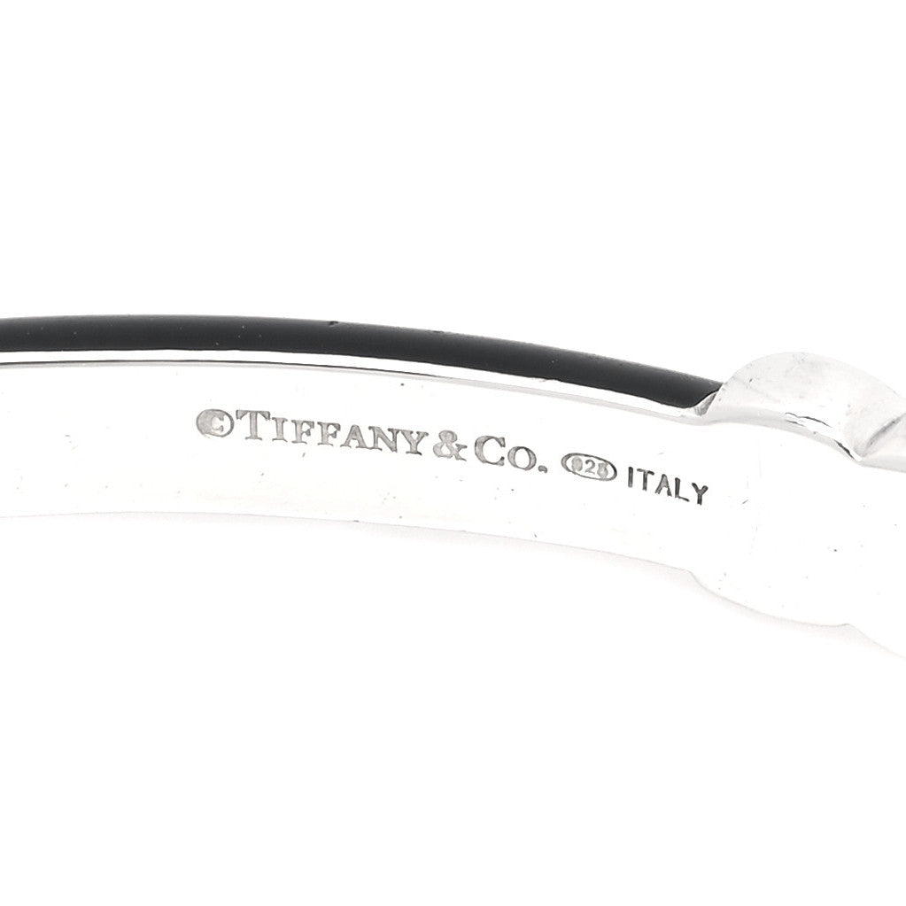 Tiffany Sterling Silver Enamel Signature X Bangle Bracelet Black 4 of 5