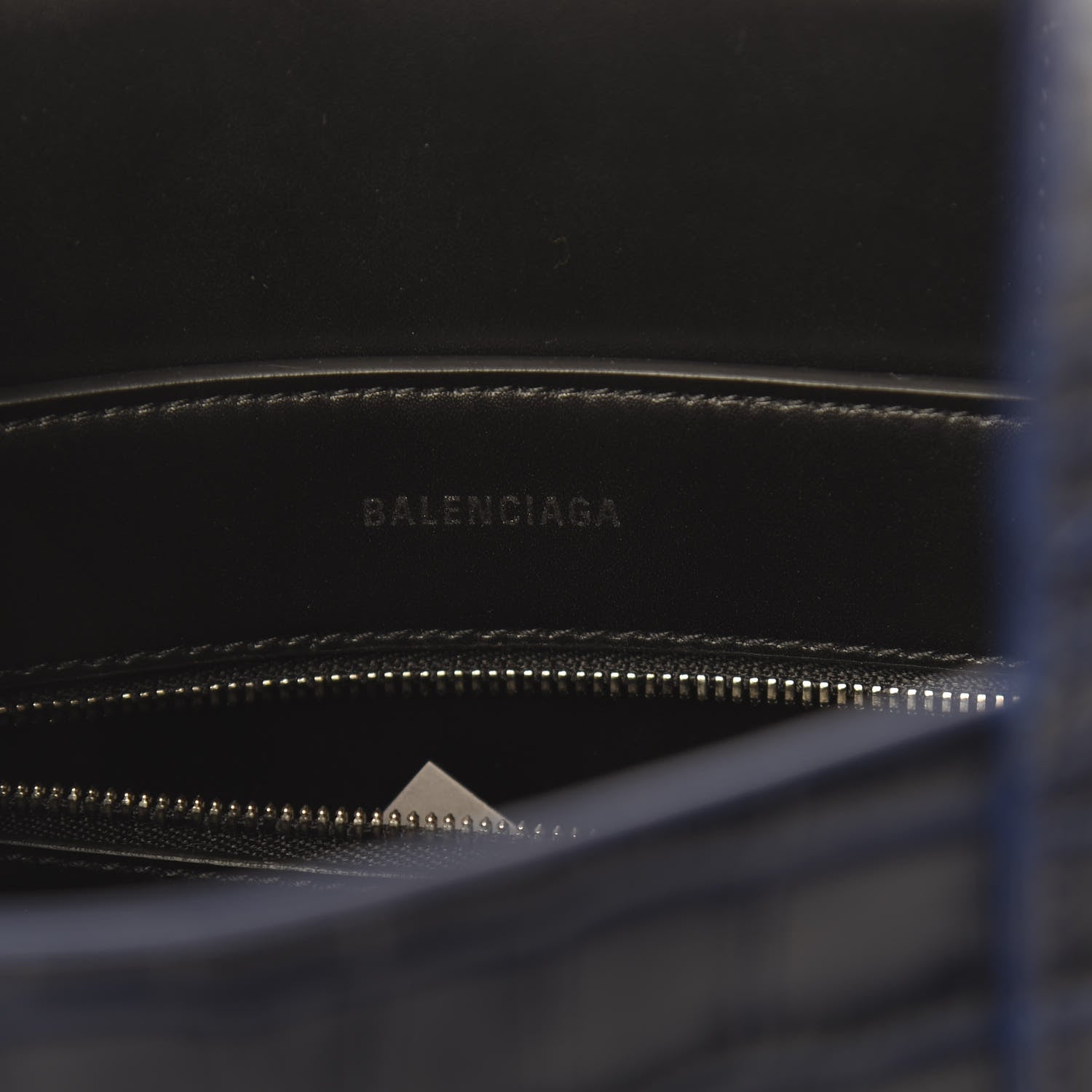 Balenciaga Shiny Calfskin Logo Crocodile Embossed XXS Everyday Tote Indigo 7 of 10