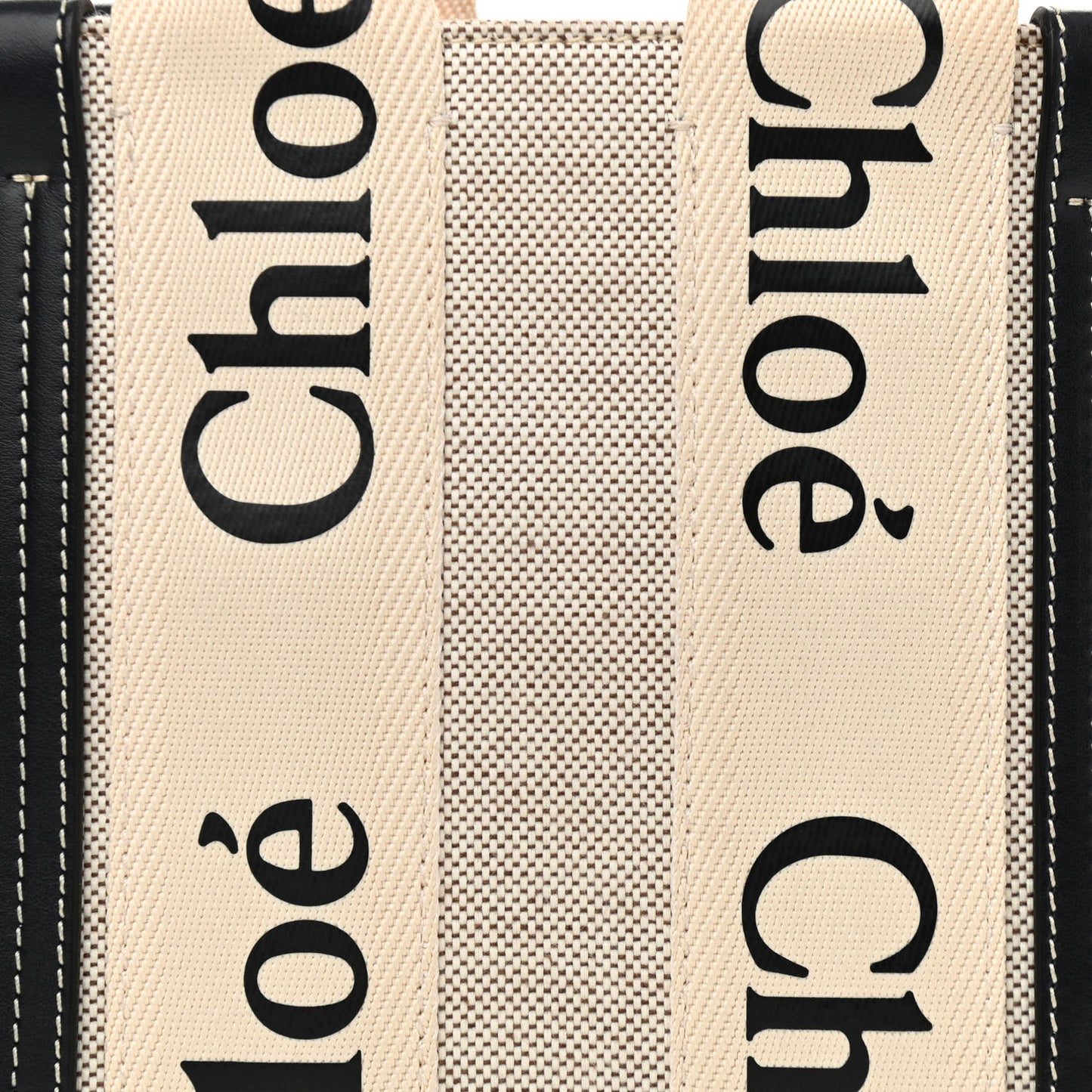 Cotton Calfskin Small Woody Ribbon Tote With Strap White Navy