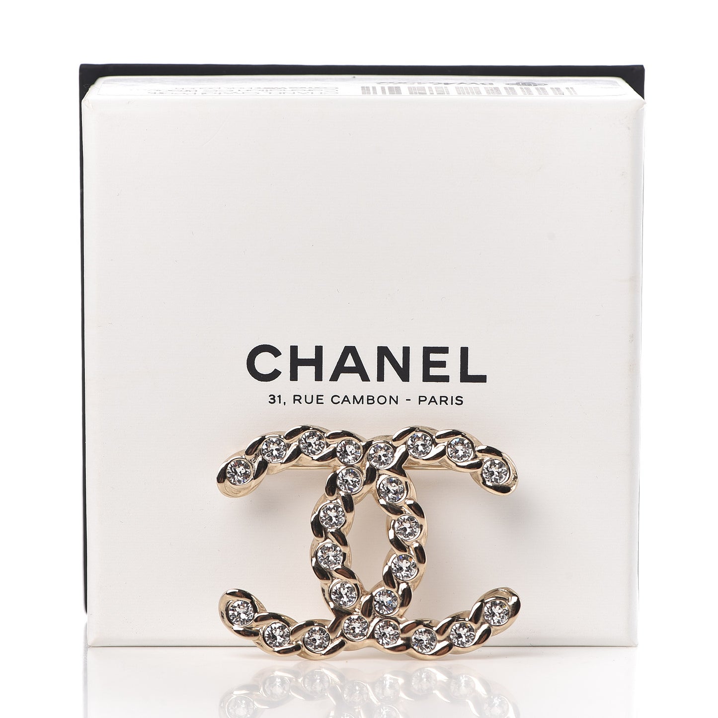 Crystal Pearls Coronation CC Brooch Gold