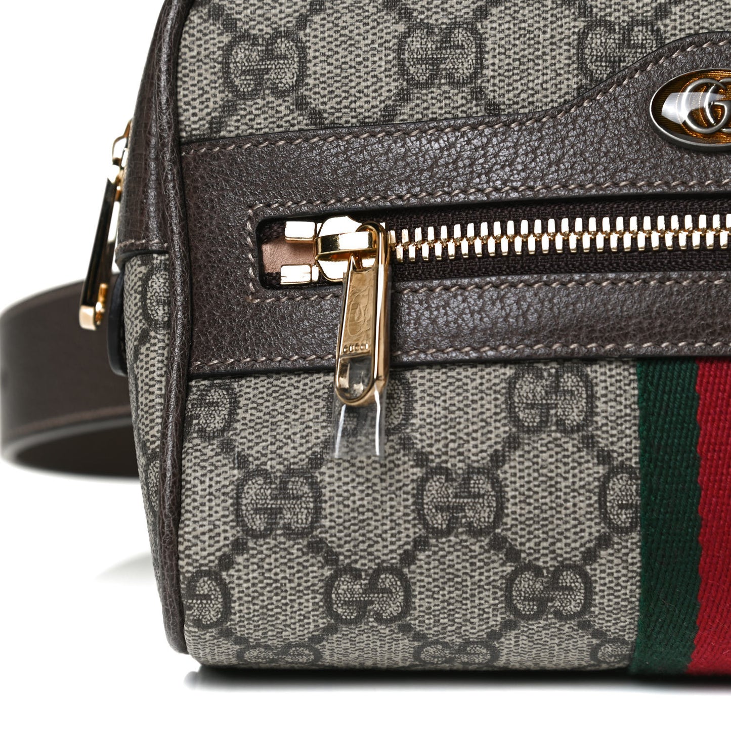 GG Supreme Monogram Web Small Ophidia Belt Bag 75 30 Dark Brown