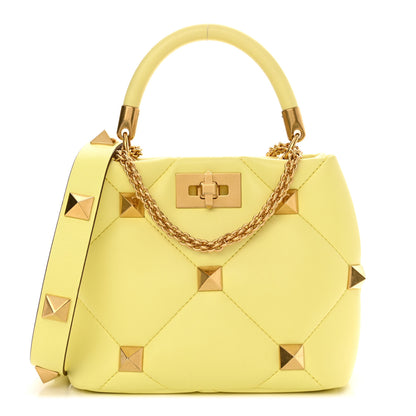 Valentino Garavani Nappa Small Roman Stud The Handle Bag Lime Sorbet 1 of 11