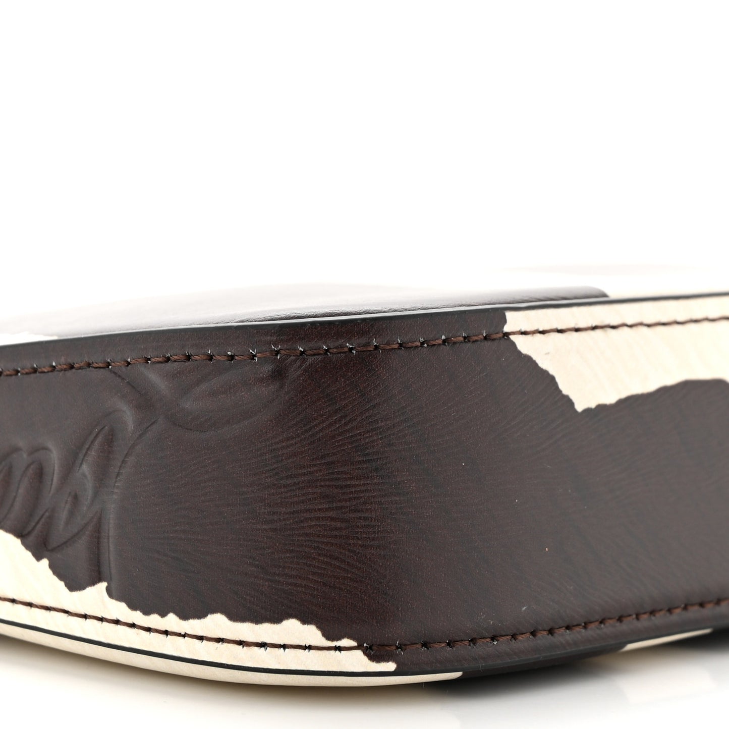 Calfskin Zebra Print Loubila Chain Clutch Dark Brown
