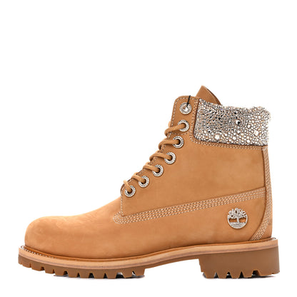 Jimmy Choo X TIMBERLAND Nubuck Swarovski Crystal Mens Ankle Boots 7 Wheat 1 of 11