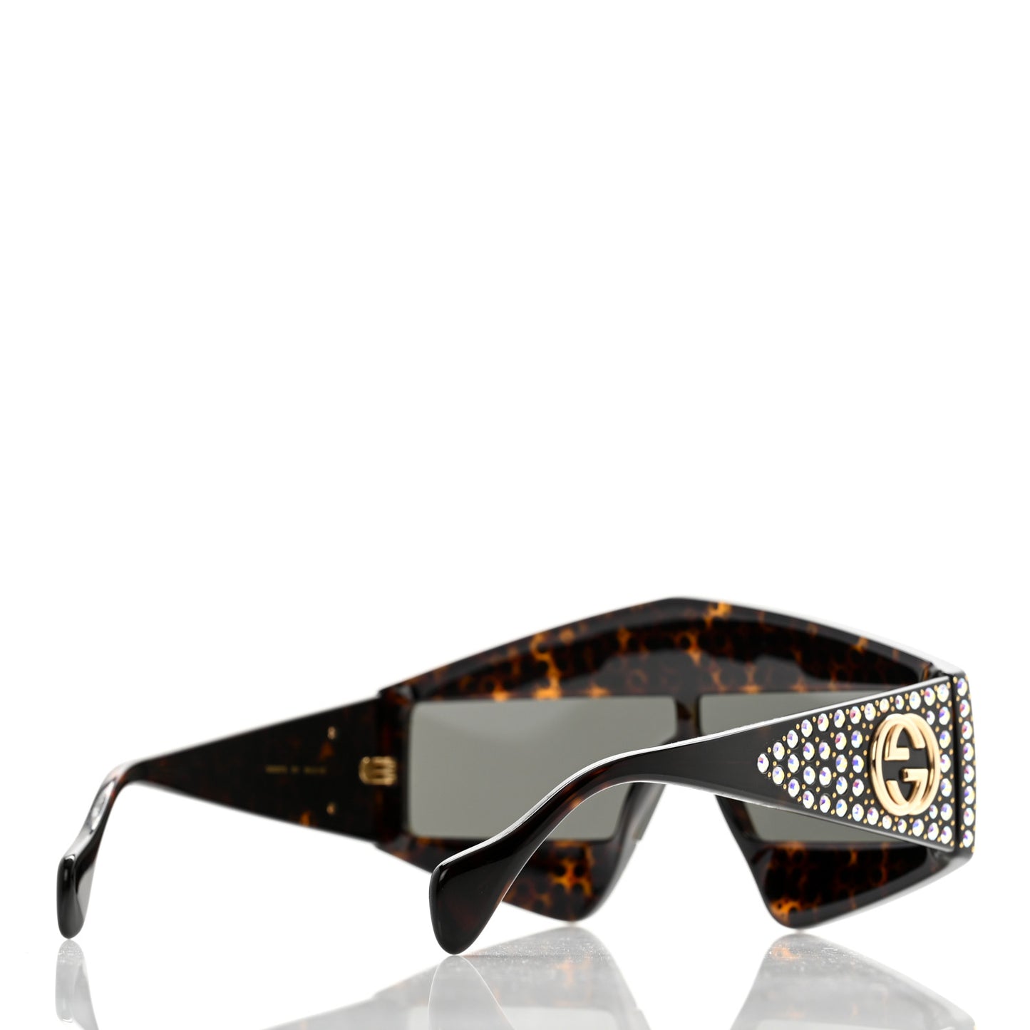 Crystal Rectangular Frame Sunglasses GG0357S Tortoiseshell