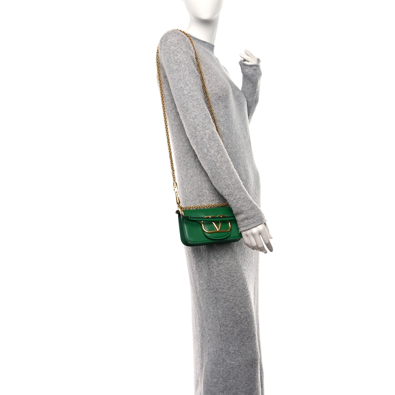 Valentino Garavani Calfskin Vlogo Small Loco Shoulder Bag Gea Green 2 of 9