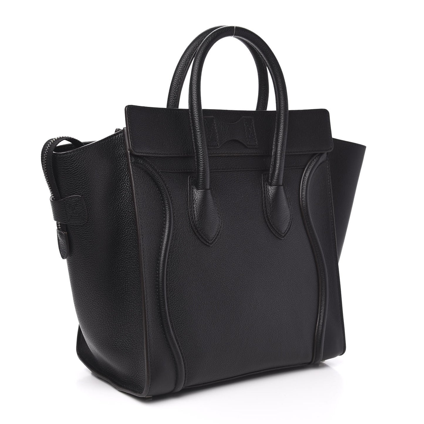 Drummed Calfskin Mini Luggage Black
