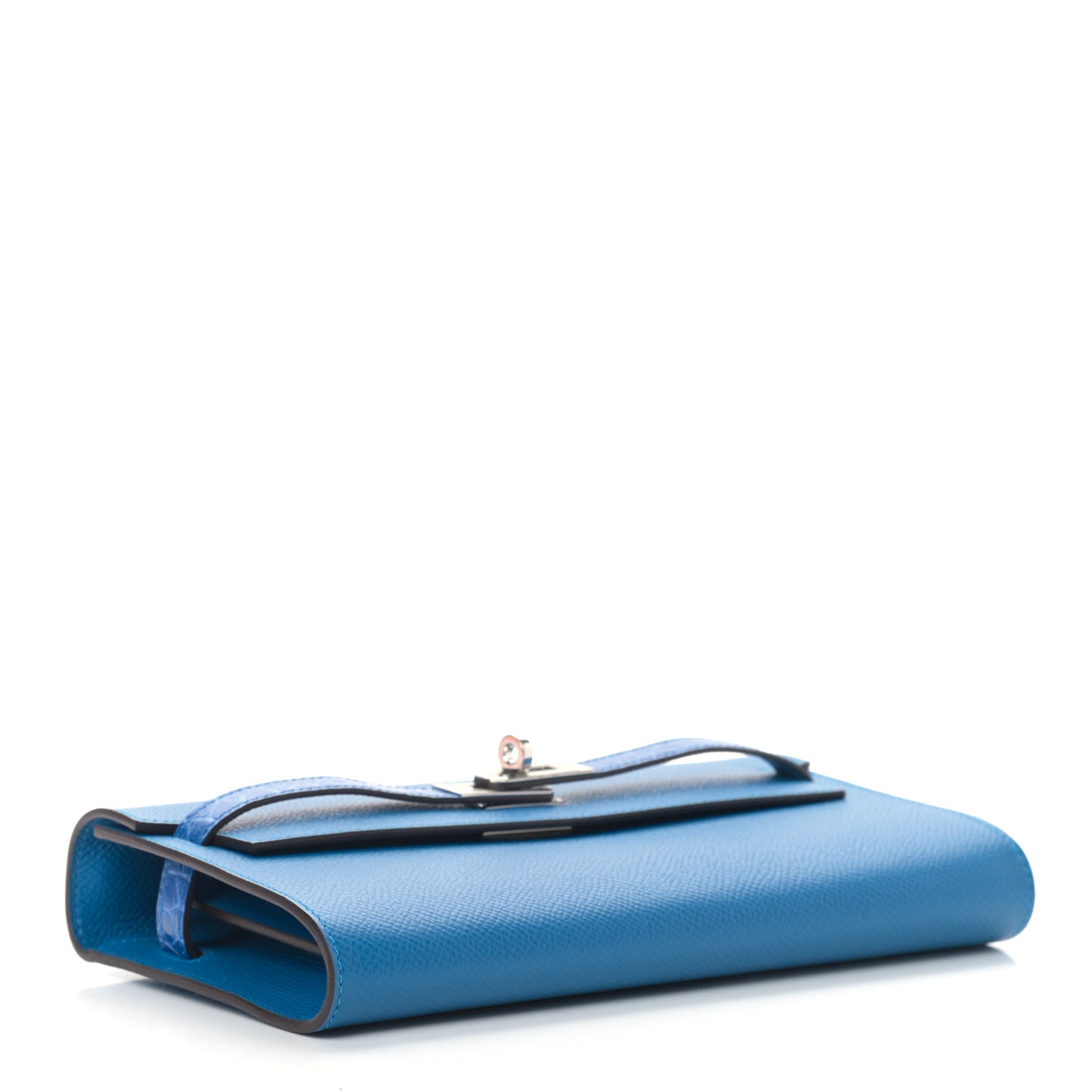 Epsom Shiny Alligator Touch Kelly Wallet To Go Bleu Frida
