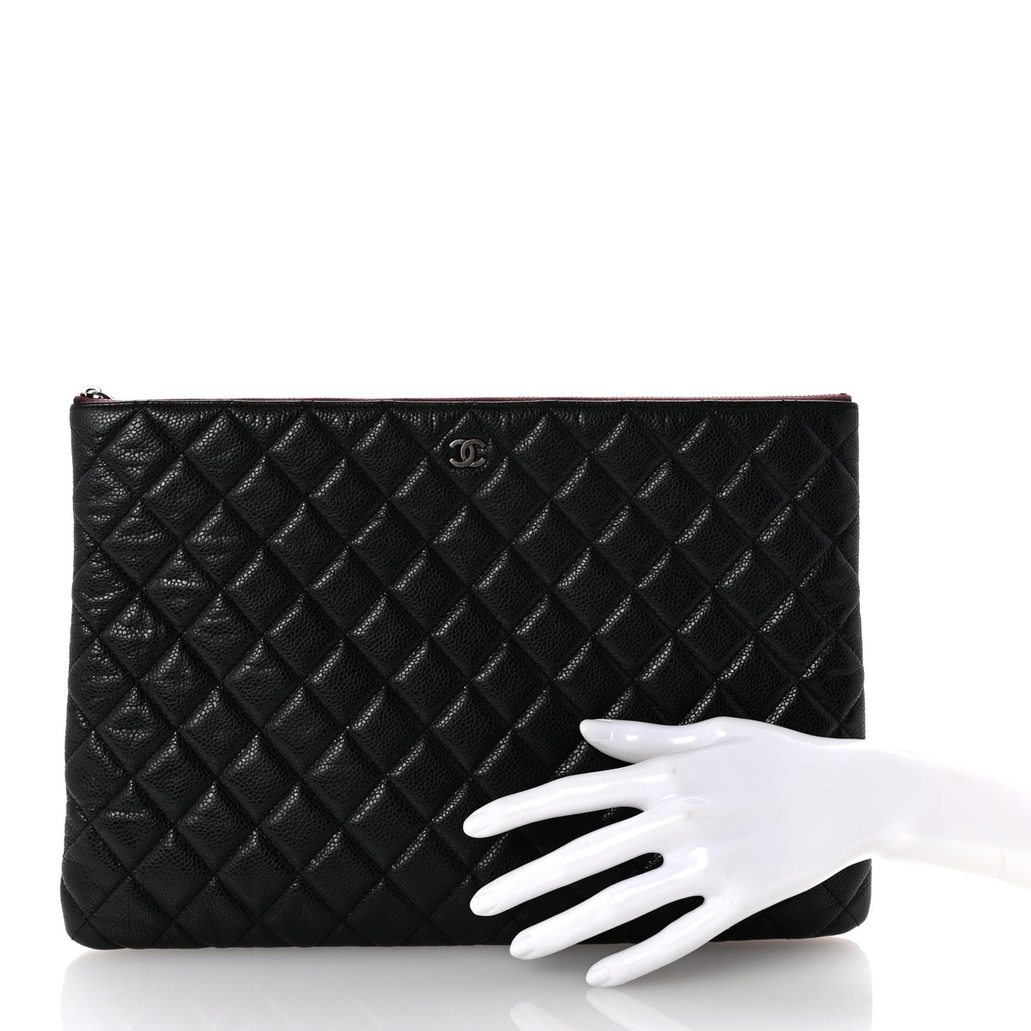 Caviar Quilted Large Cosmetic Case Black