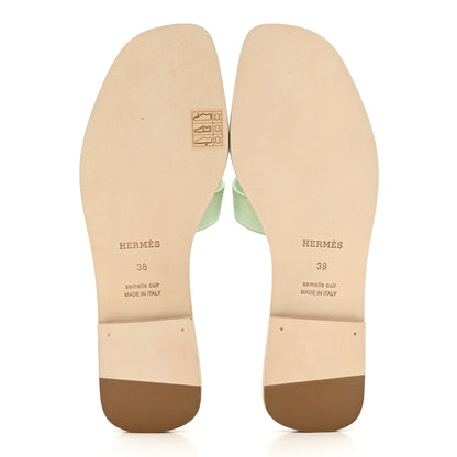 Hermes Epsom Oran Sandals 38 Vert Jade 5 of 9