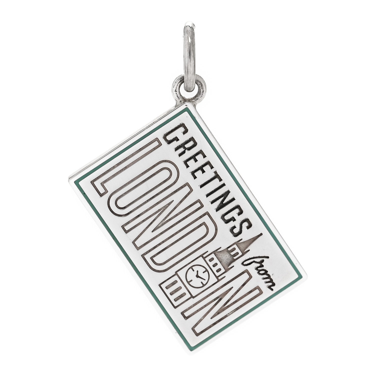Tiffany Sterling Silver Enamel London Postcard Charm Blue 1 of 5