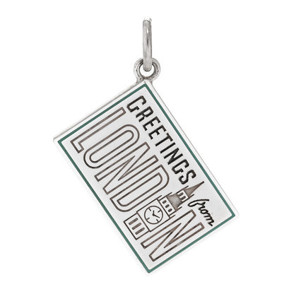 Tiffany Sterling Silver Enamel London Postcard Charm Blue 1 of 5