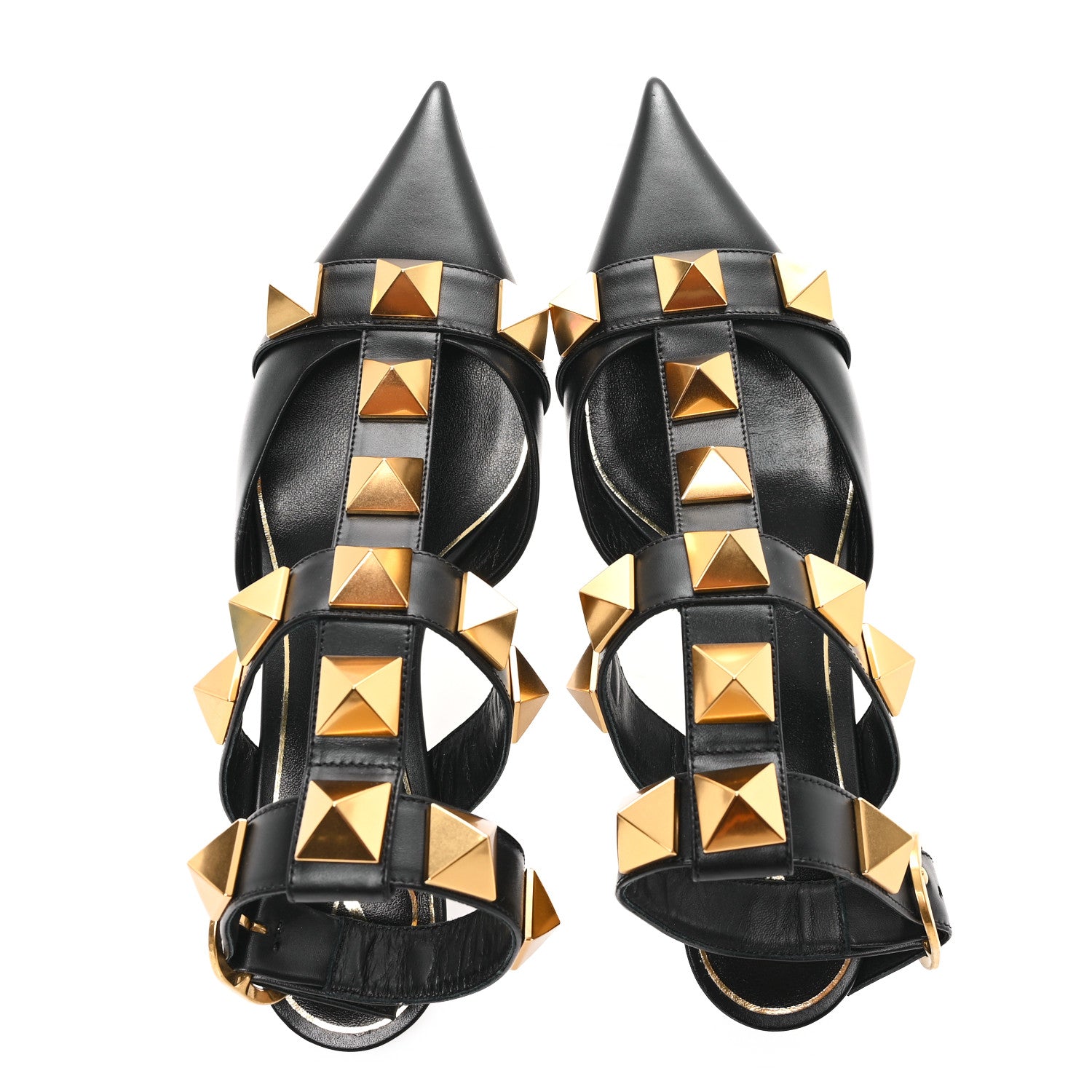 Valentino Garavani Calfskin Roman Stud Ankle Strap 40mm Pumps 36.5 Black 2 of 11