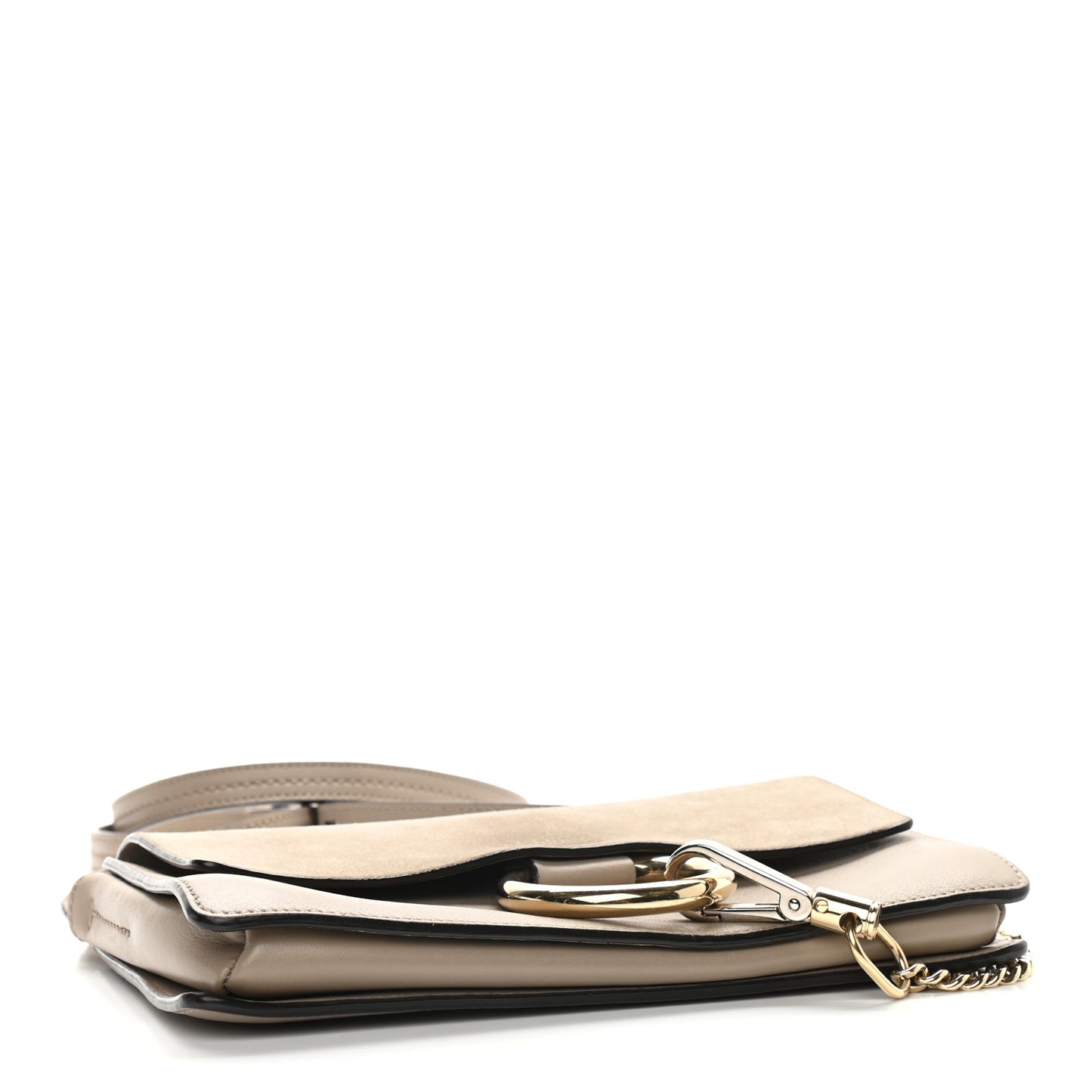 Suede Calfskin Small Faye Shoulder Bag Motty Grey