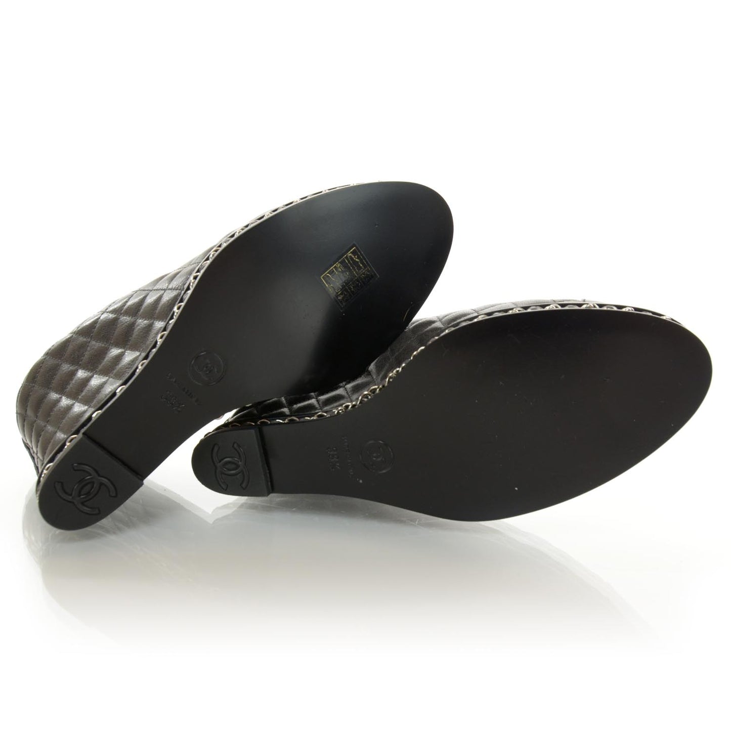 Quilted Leather Escarpins Wedges 38.5 Dark Gray