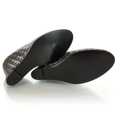 Chanel Quilted Leather Escarpins Wedges 38.5 Dark Gray 4 of 6