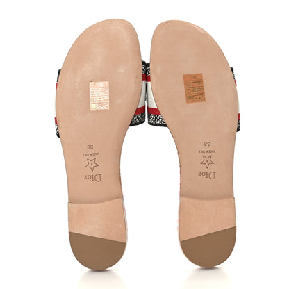 Christian Dior Canvas Embroidered Dioramour Dway Mules Slide Sandals 38 Red 5 of 8