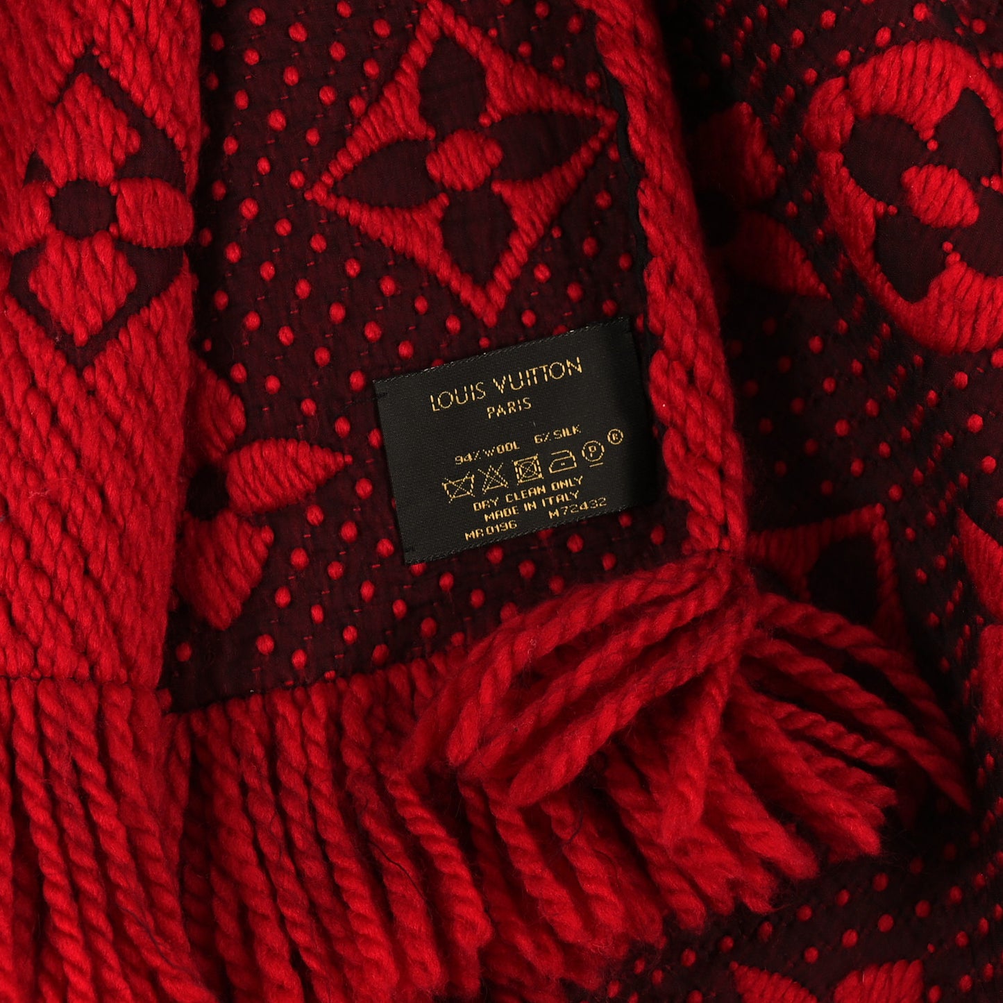 Wool Silk Logomania Scarf Rubis