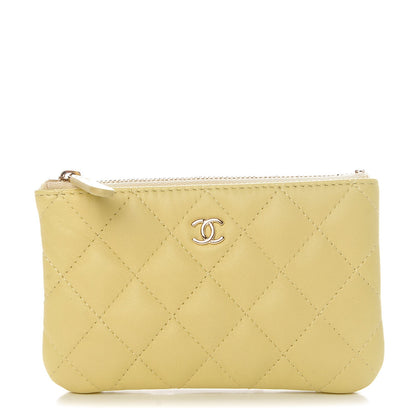 Chanel Lambskin Quilted Small Cosmetic Case Yellow 1 of 8
