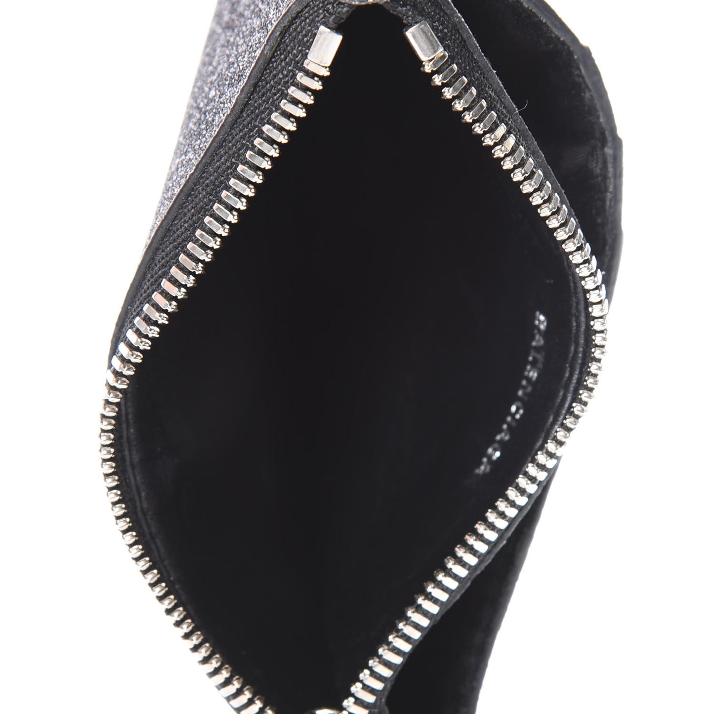 Glitter Sparkled Calfskin Logo Long Card Holder Black