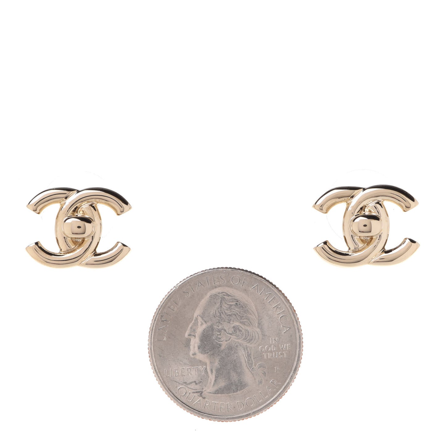 Metal CC Turnlock Earrings Gold